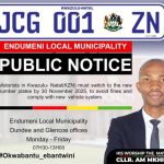Public Notice: New KZN Number Plates